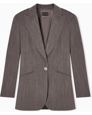Emporio Armani Light Wool Single-Breasted Jacket - Brown