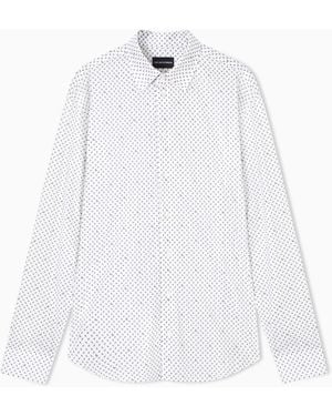 Emporio Armani Shirt With All-Over Micro-Pattern Print - White