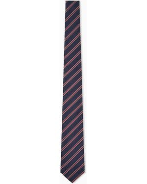Emporio Armani Krawatte Aus Seide Mit Diagonalstreifen - Weiß