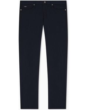 Emporio Armani J06 Stretch-Fabric Slim-Fit Trousers - Blue