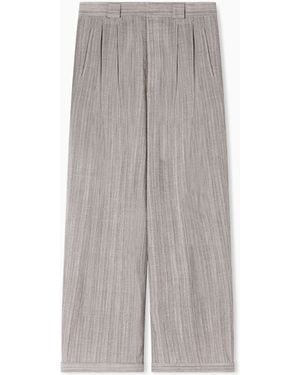 Emporio Armani Multi-Striped 3D Effect Jaspé Jacquard Trousers - Grey