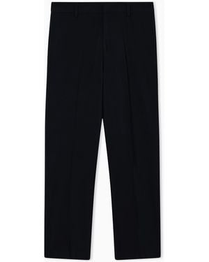 Emporio Armani Nylon Viscose Blend Trousers - Blue