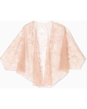 Emporio Armani Embroidered Tulle Cape - Natural