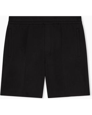 Emporio Armani Double-Jersey Bermuda Shorts With Ribs - Black