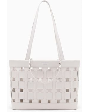 Emporio Armani Tote Bag With Woven Design Double Handles And Pouch - White