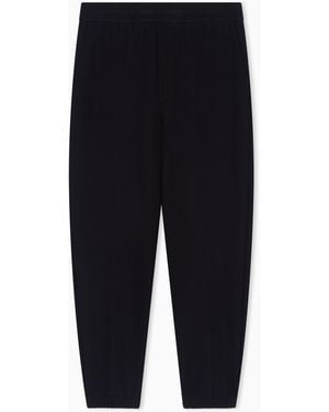 Emporio Armani Lyocell-Blend Jacquard Interlock Jersey Joggers - Blue