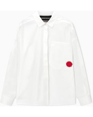 Emporio Armani Poplin Shirt With Valentine's Day Capsule Patch - White
