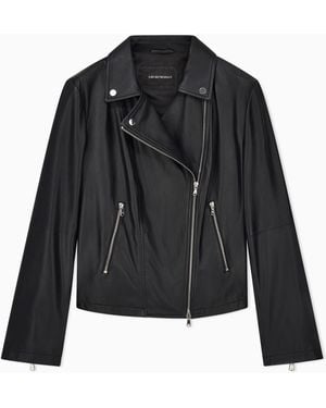 Emporio Armani Nappa-lambskin Biker Jacket - Black