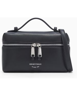 Emporio Armani Nappa Leather Vanity Case With Shoulder Strap - Blue