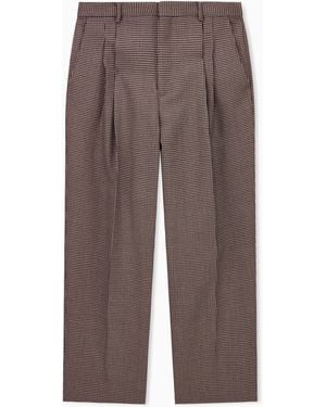 Emporio Armani Tailored Houndstooth Tweed Trousers - Brown