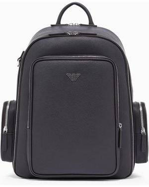 Emporio Armani Asv Regenerated Saffiano Backpack - Gray