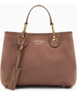 Emporio Armani Faux Suede Small Myea Shopper Bag - Brown