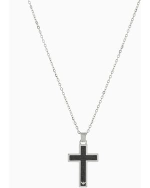 Emporio Armani Stainless Steel Cross Necklace - White
