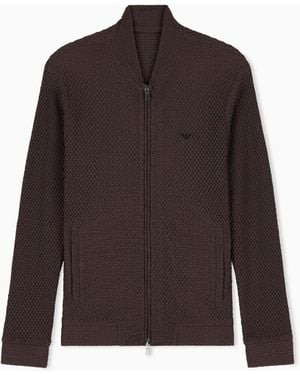 Emporio Armani Embossed Two-Way Stretch Jersey Blouson - Brown