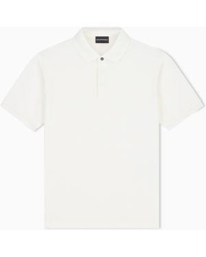 Emporio Armani Jacquard Jersey Polo - White