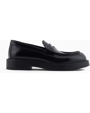 Emporio Armani Brushed Leather Loafers - White