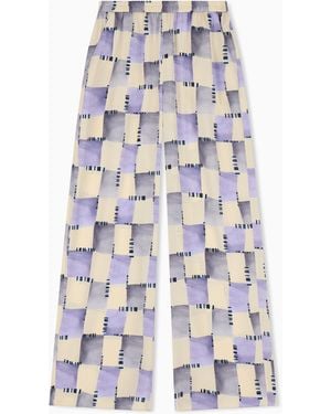 Emporio Armani Satin Pants With Check Print - White