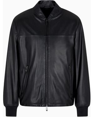 Emporio Armani Glove-Like Nappa Lambskin Blouson - Black