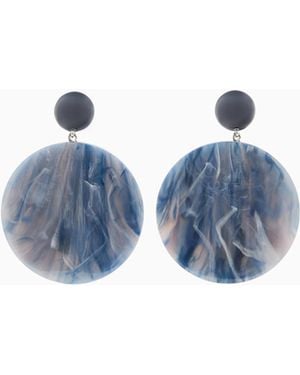Emporio Armani Oversized Round Pendant Earrings With A Marbled Finish - Blue