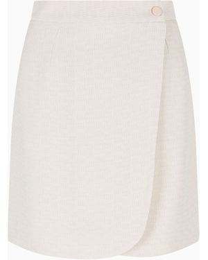 Emporio Armani Icon Fluid Armure Fabric Wrap Skirt - White