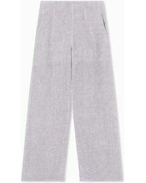 Emporio Armani Wide-Leg Linen Gauze Trousers - White