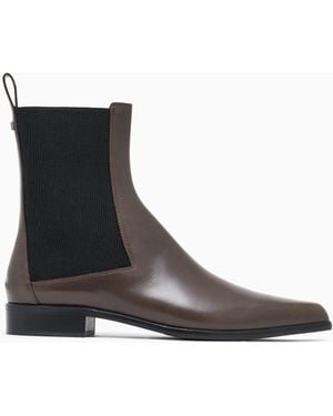 Emporio Armani Botines Chelsea De Piel Lisa Con Elásticos Laterales - Blanco