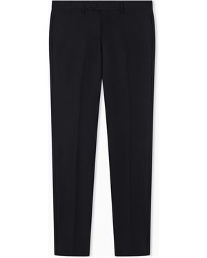 Emporio Armani Plain Worsted Wool Trousers - Black