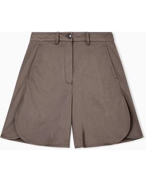 Emporio Armani Polished Cotton Shorts - Brown