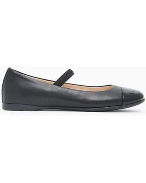 Emporio Armani Nappa-Leather Ballerinas With Patent Leather Toe - White