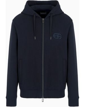 Emporio Armani Felpa Con Cappuccio E Zip - Blu