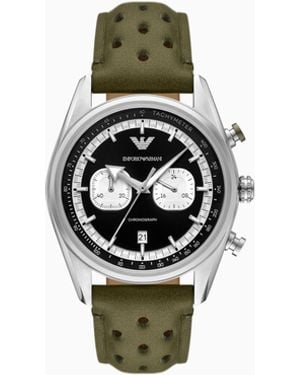 Emporio Armani Chronograph Leather Watch - White