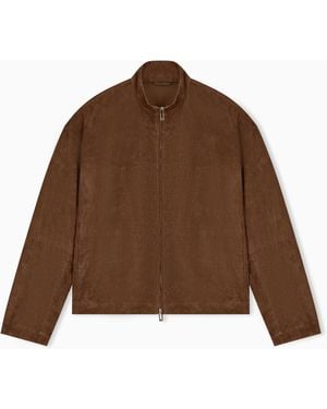 Emporio Armani Perforated Goat Suede Blouson - Brown