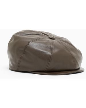 Emporio Armani Nappa Leather Flat Cap - Gray