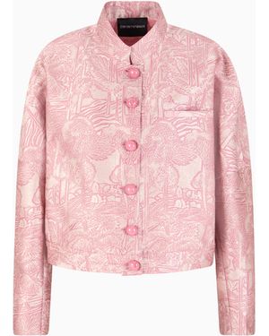 Emporio Armani All-Over Jacquard Jacket With Guru Collar - Pink