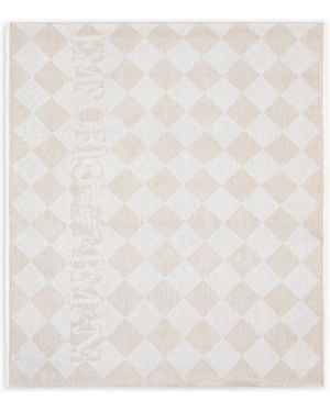 Emporio Armani Jacquard Lurex Stole With Check Motif - White