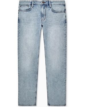 Emporio Armani Five-Pocket Slim Fit Stone-Washed Jeans With Metallic Logo - Blue