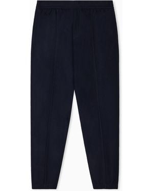 Emporio Armani Travel Essentials Virgin-Wool Flannel Sweatpants - Blue