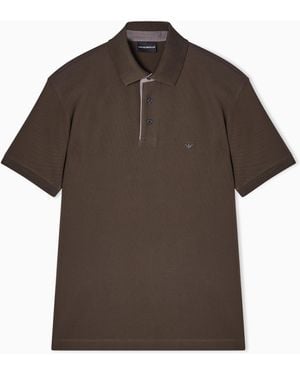 Emporio Armani Regular Fit Piqué Polo Shirt - Brown