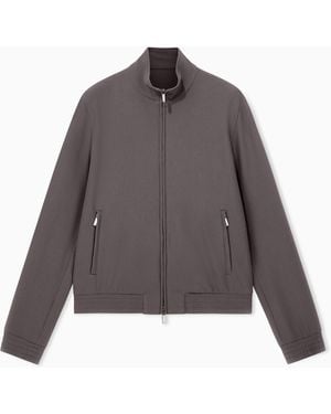 Emporio Armani Cazadora De Punto Crepé 3D Con Cuello Alto Y Cremallera - Marrón