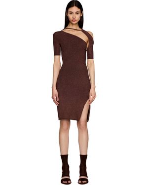 Isa Boulder One Shoulder Metallic Wonder Dress - Red