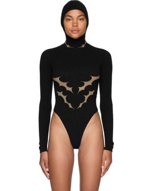 Rui Thorn Intarsia Hooded Bodysuit - Black