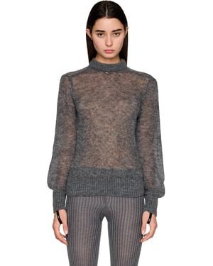 Coperni Transparent Alpaca Crewneck Sweater - Gray
