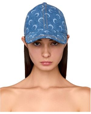Marine Serre Moon Laser Denim Baseball Cap - Blue
