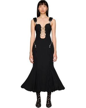 Marine Serre Recycled Nylon Bustier Midi Dress - Black
