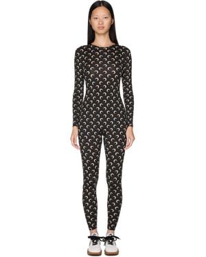 Marine Serre Recycled Jersey Moon Catsuit - Black