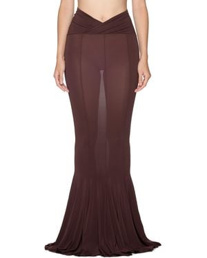 Nensi Dojaka V-Waist Flared Jersey Maxi Skirt - Brown