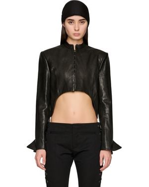 Ann Demeulemeester Sas Cropped Stand Collar Leather Jacket - Black