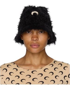 Marine Serre Wild Puffy Knit Bucket Hat - Black