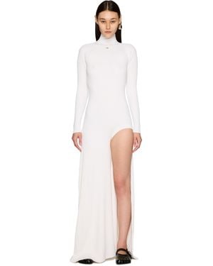 Coperni Leg Cut-Out Rib Gown Maxi Dress - White