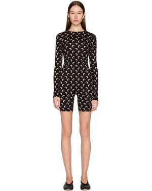 Marine Serre Recycled Moon Jersey Short Catsuit - Black